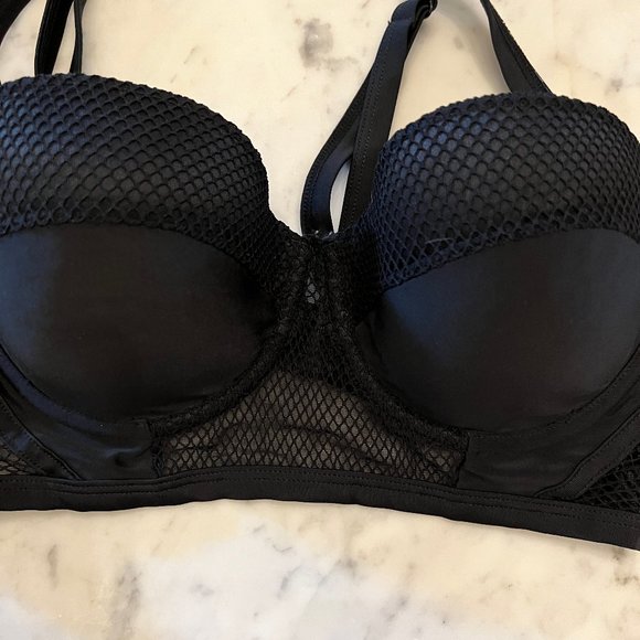 Like new WOLF & WHISTLE Black Mesh Underwire Bikini Top Size 36D UK 36C … - Picture 5 of 7